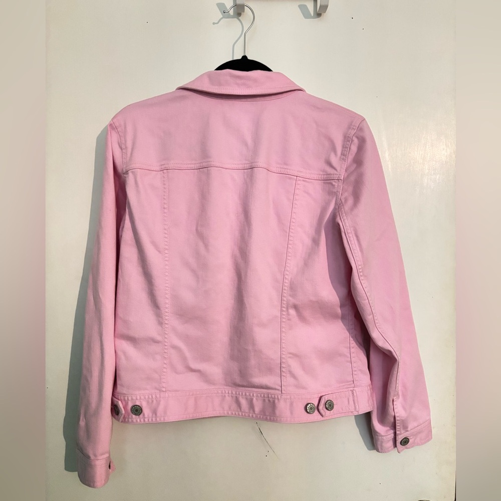 Talbots Light Pink Jean Denim Jacket Size Medium  Pit to Pit 20inches - Picture 2 of 6